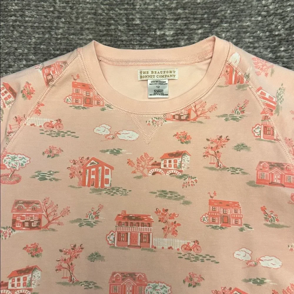NWOT The Beaufort Bonnet Co. pink printed pullover sweatshirt 12